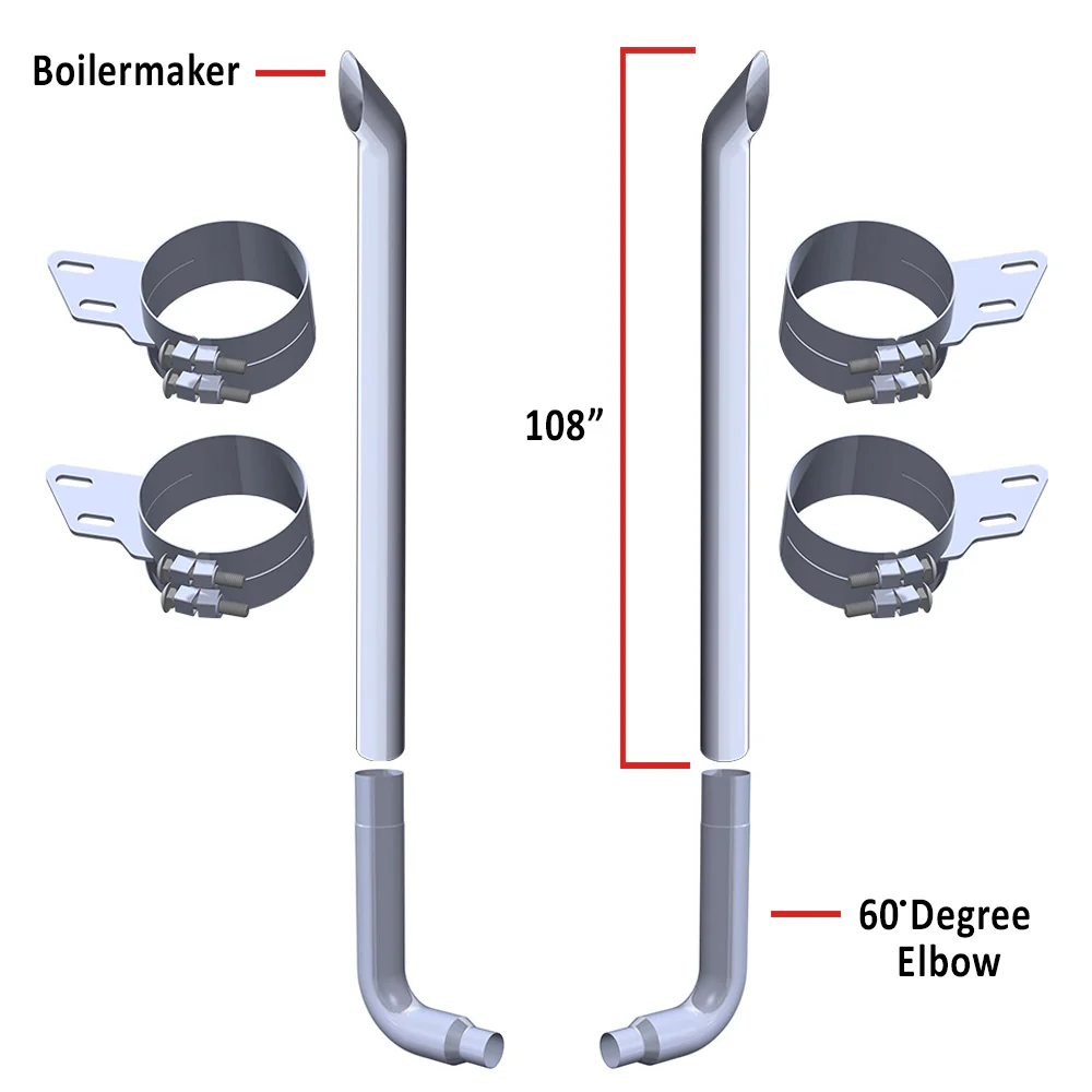 Peterbilt 359, 379, 389 7" x 108" Boilermaker Exhaust Kit
