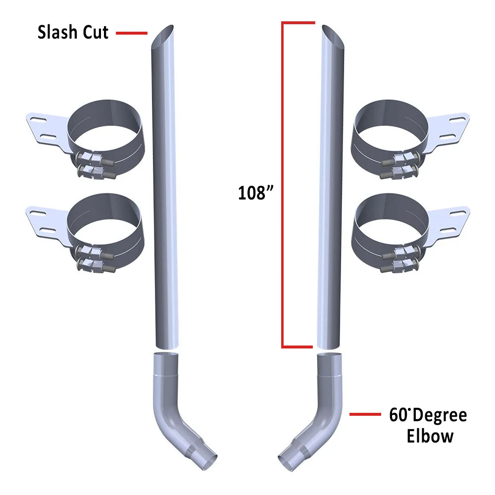 Peterbilt 359, 379, 389 7" x 108" Slash Cut Exhaust Kit