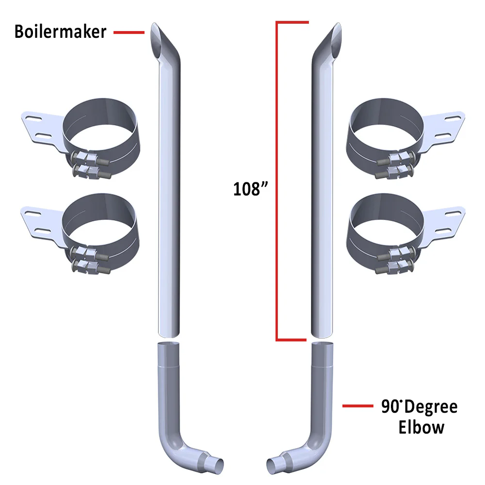 Peterbilt 359, 379, 389 8" x 108" Boilermaker Exhaust Kit