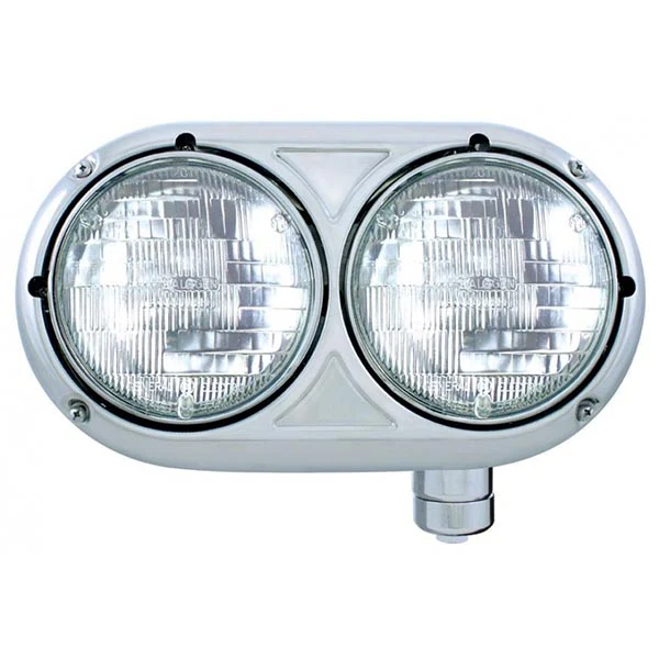 Peterbilt 359 Stainless Steel Dual Headlight with Halogen H4 Bulb