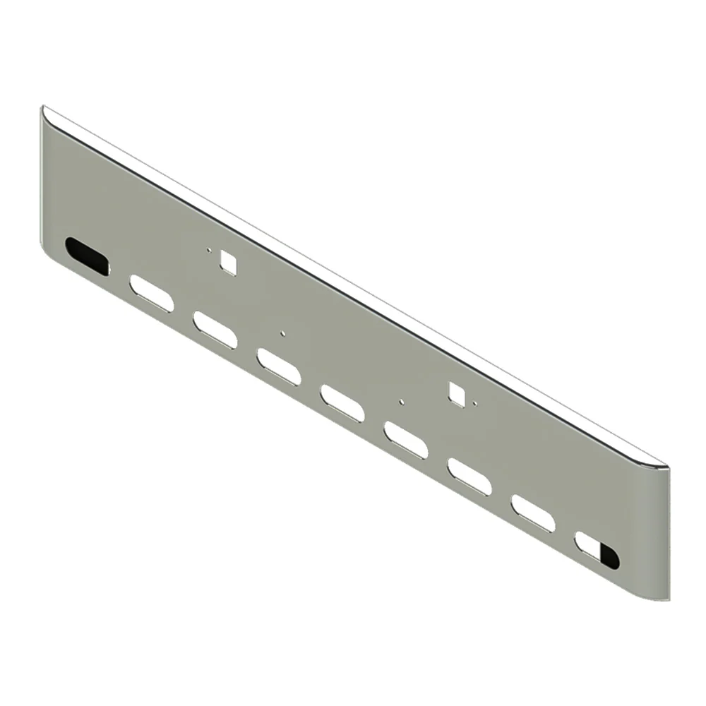 Peterbilt 365, 367, 388, 389, 567 18" Texas Square Chrome Bumper with Oval Cutouts - Image 2
