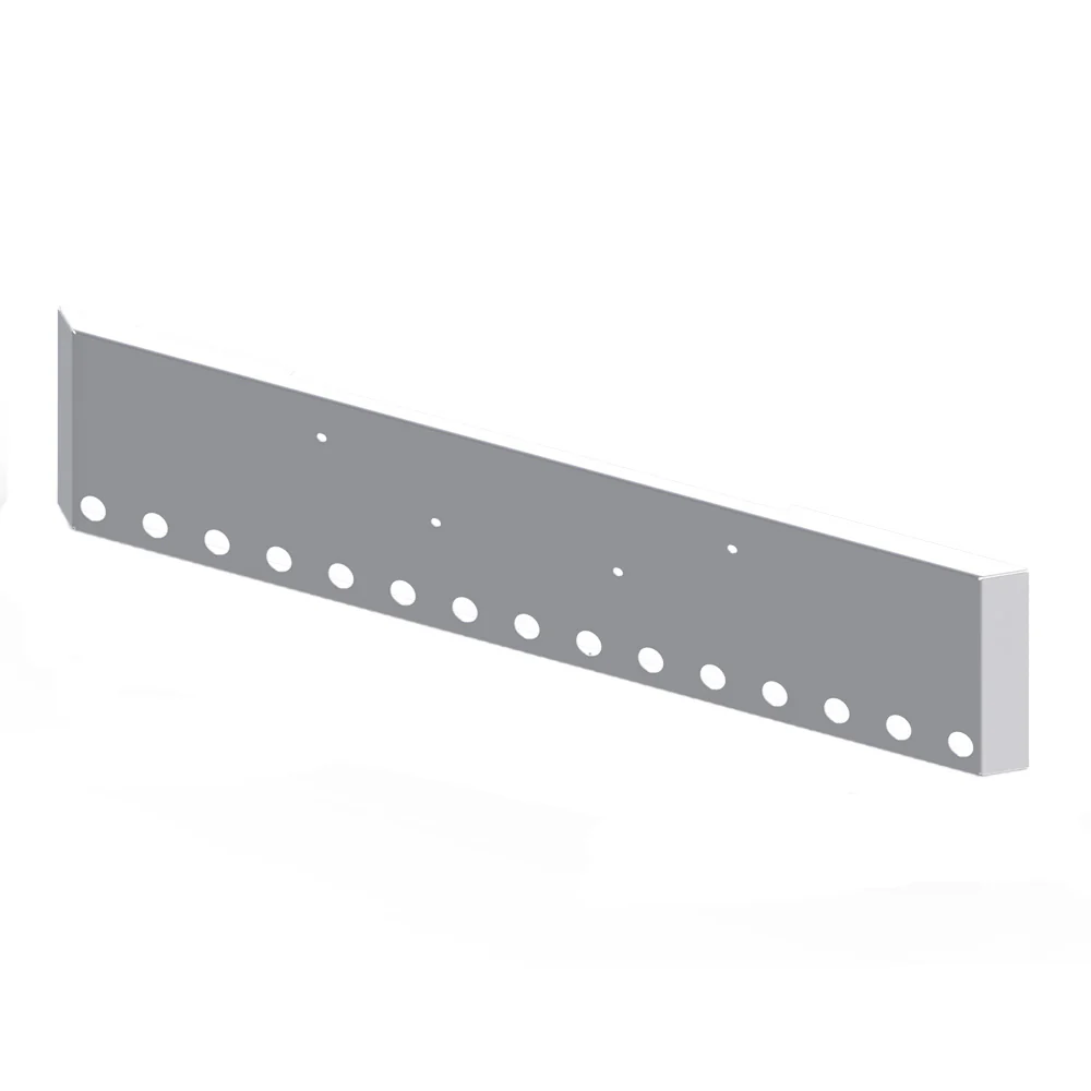 Peterbilt 365, 367, 388, 389, 567 20" Mitered End Chrome Bumper with Fifteen 2" Round Light Cutouts