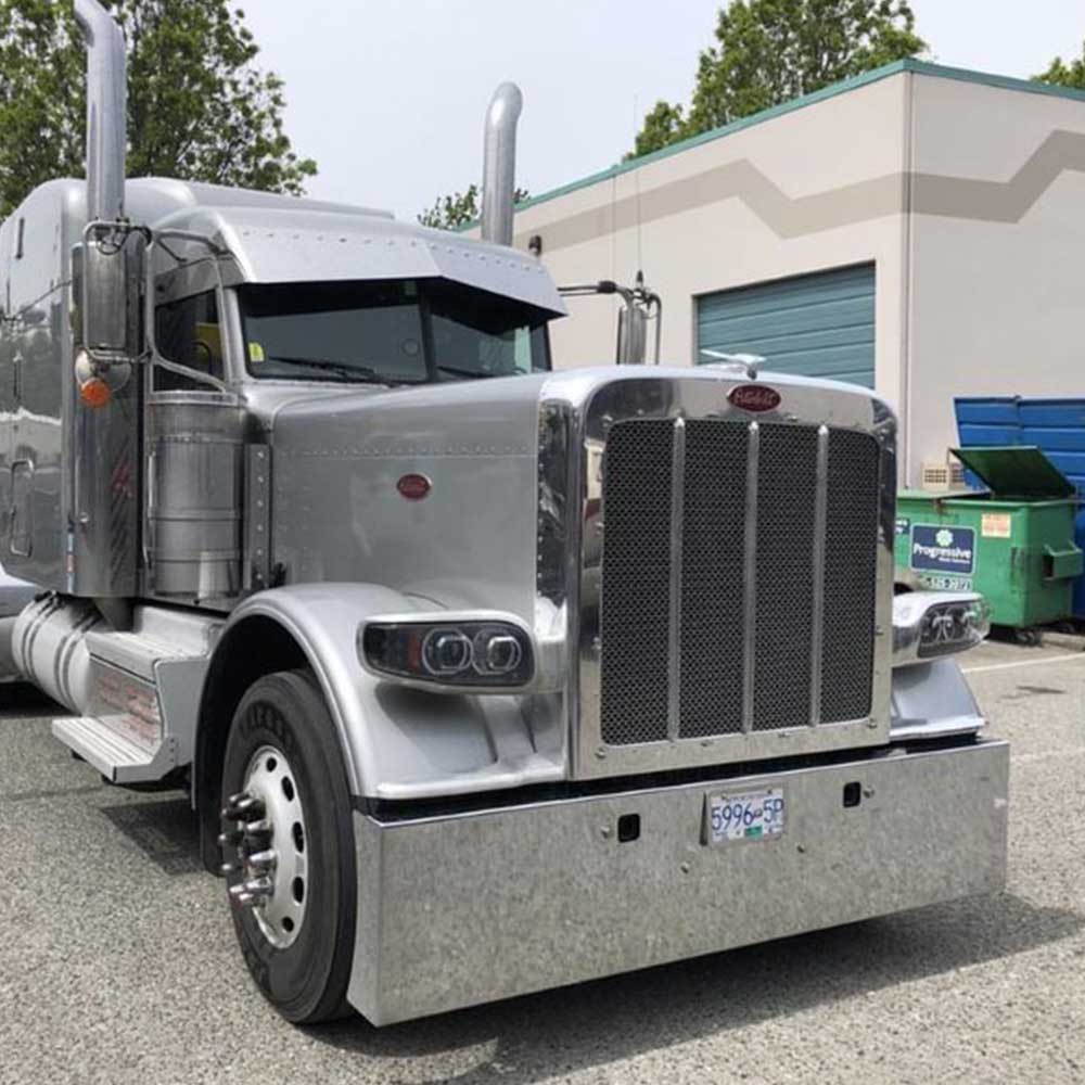 Peterbilt 365, 367, 388, 389, 567 22" American Eagle Chrome Carbon Steel Bumper with Tow Holes