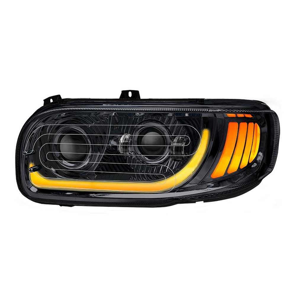 Peterbilt 367, 388, 389, 567 Black Inner Housing LED Projector Heated Headlight with Dual Function - Image 5