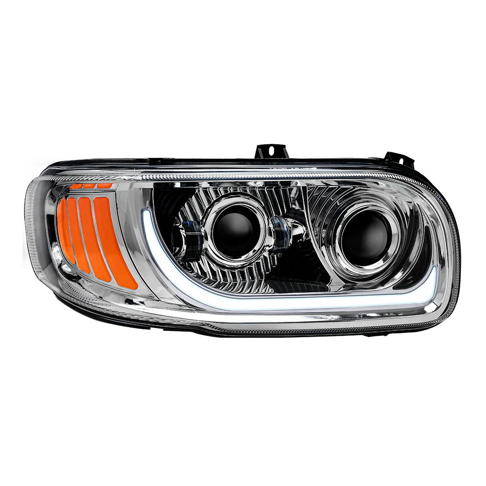 Peterbilt 367, 388, 389, 567 Chrome Inner Housing LED Projector Headlight with Dual Function Accent - Image 5