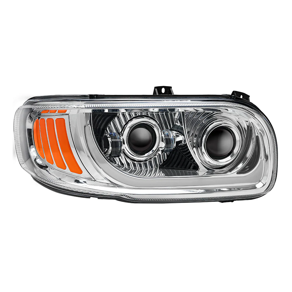 Peterbilt 367, 388, 389, 567 Chrome Inner Housing LED Projector Headlight with Dual Function Accent - Image 6