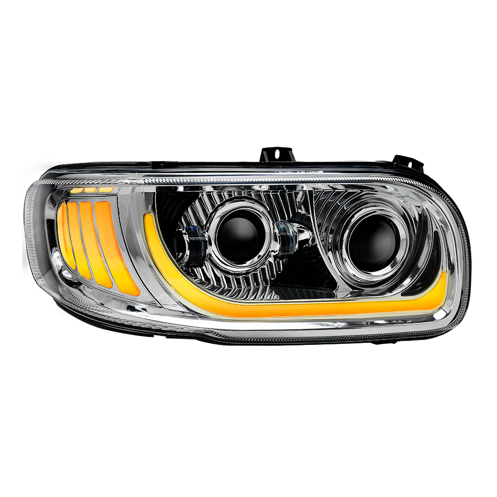 Peterbilt 367, 388, 389, 567 Chrome Inner Housing LED Projector Headlight with Dual Function Accent - Image 8