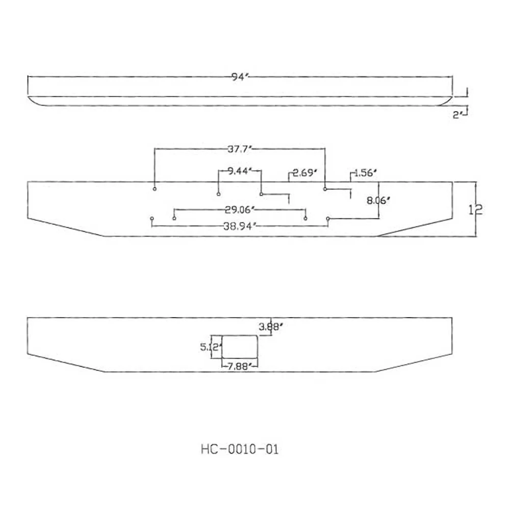 Peterbilt 378, 379 12" Tapered Chrome Bumper - Image 2