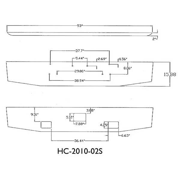 Peterbilt 379 16" Stainless Steel Tapered Bumper - Image 3