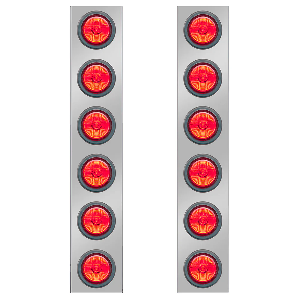 Peterbilt 379, 388, 389 19 1/2" Rear Air Cleaner Light Panels With 6 Red LED 2" Lights