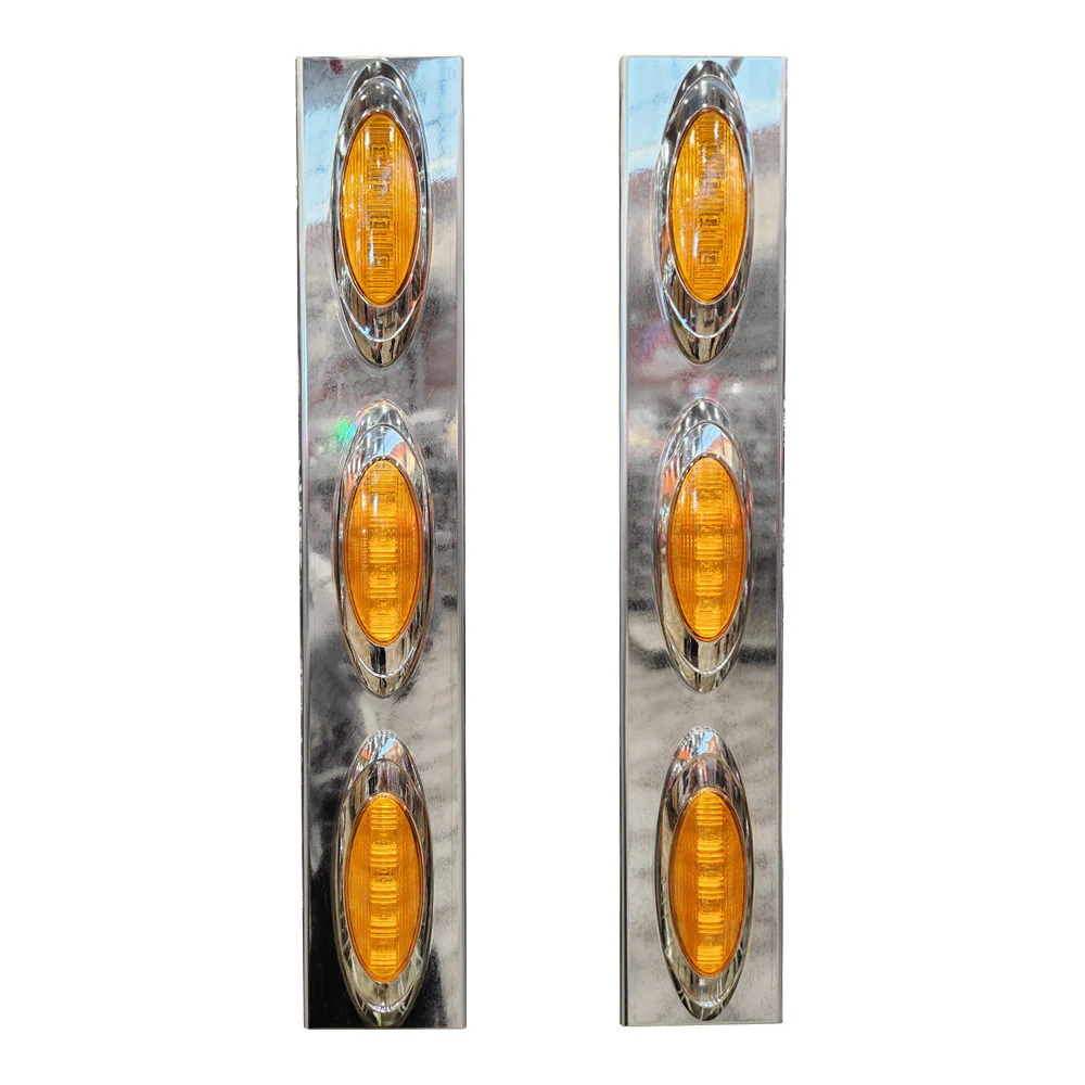Peterbilt 379, 388, 389 Air Cleaner Front Light Bars Amber M1 LED