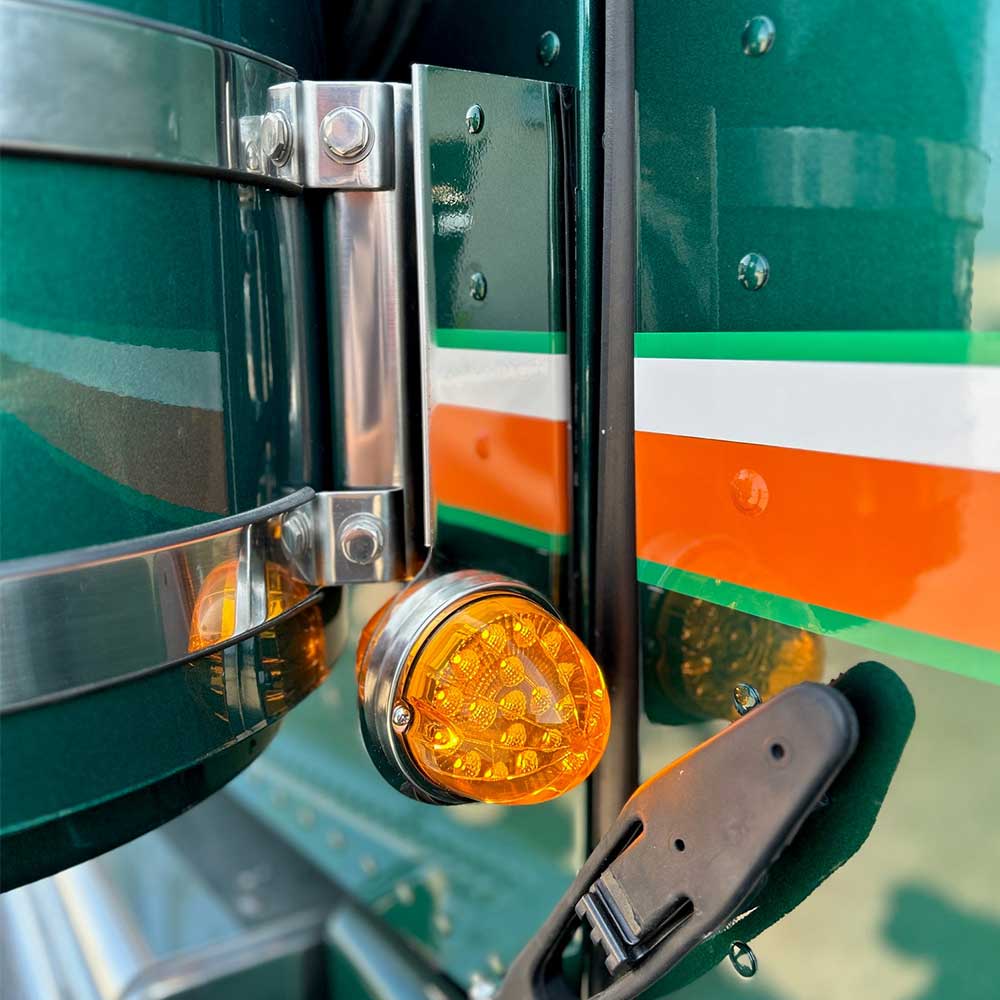 Peterbilt 379, 389 Amber LED Watermelon Double Face Air Cleaner Short Version Light Bar - Image 2