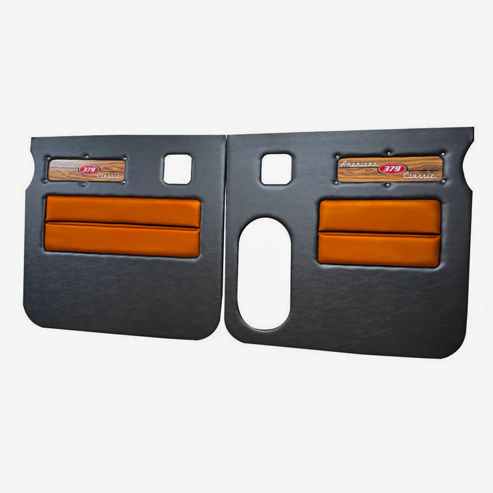 Peterbilt 379 American Classic Black Door Panel with Laminated Wood Logo - Image 13