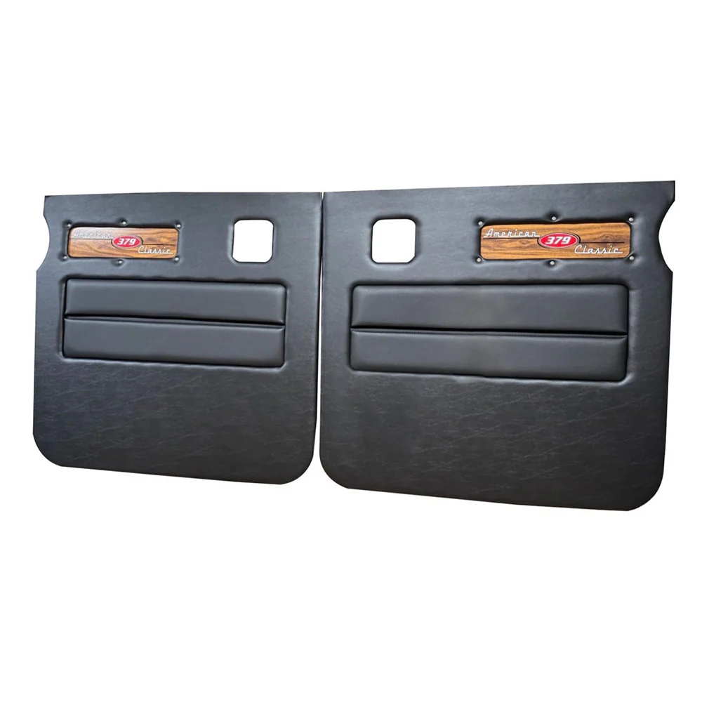 Peterbilt 379 American Classic Black Door Panel with Laminated Wood Logo - Image 17