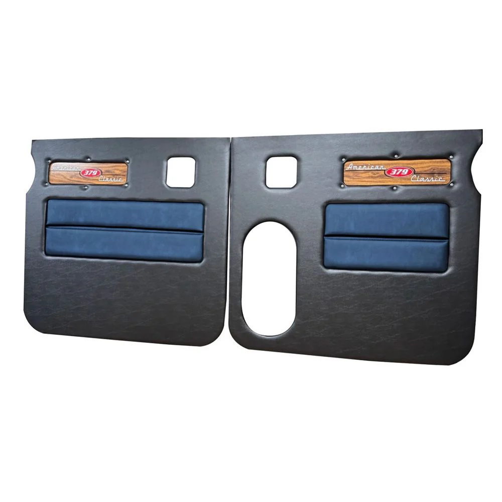 Peterbilt 379 American Classic Black Door Panel with Laminated Wood Logo - Image 2