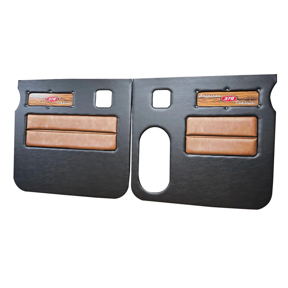 Peterbilt 379 American Classic Black Door Panel with Laminated Wood Logo - Image 20