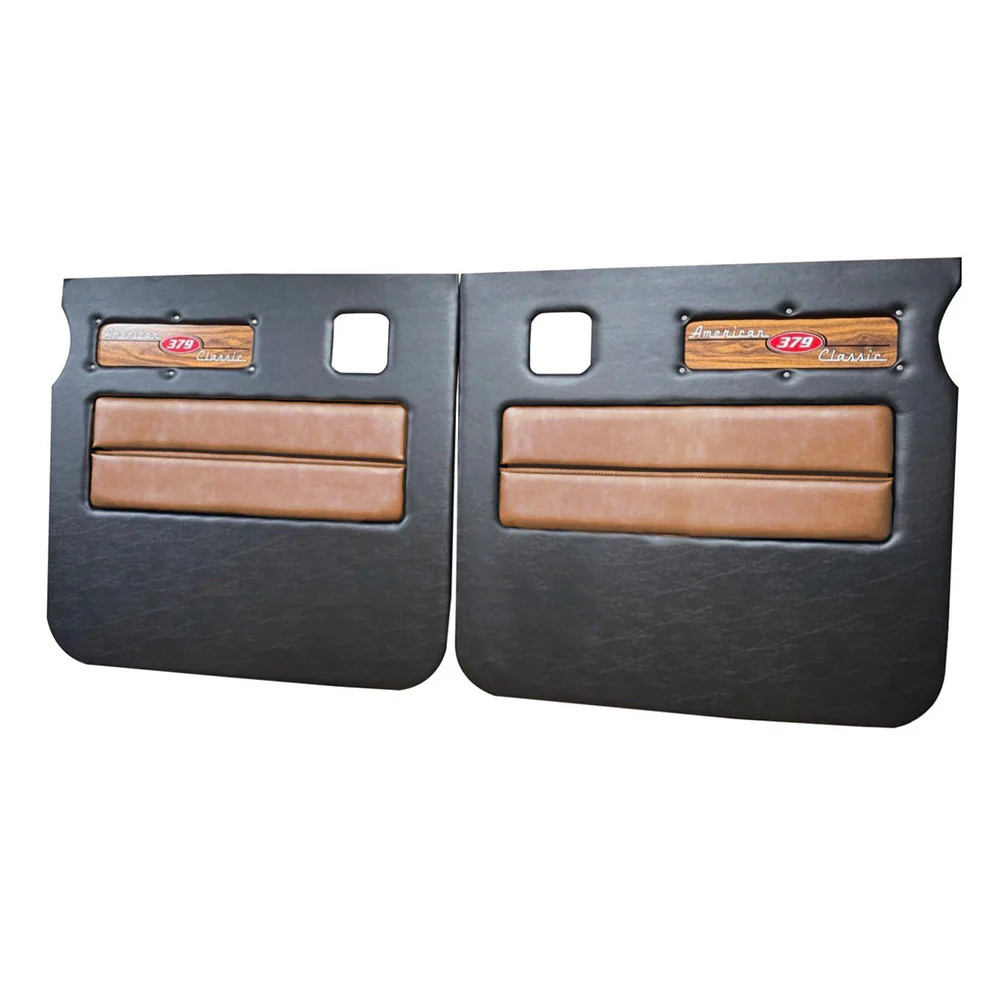 Peterbilt 379 American Classic Black Door Panel with Laminated Wood Logo - Image 21