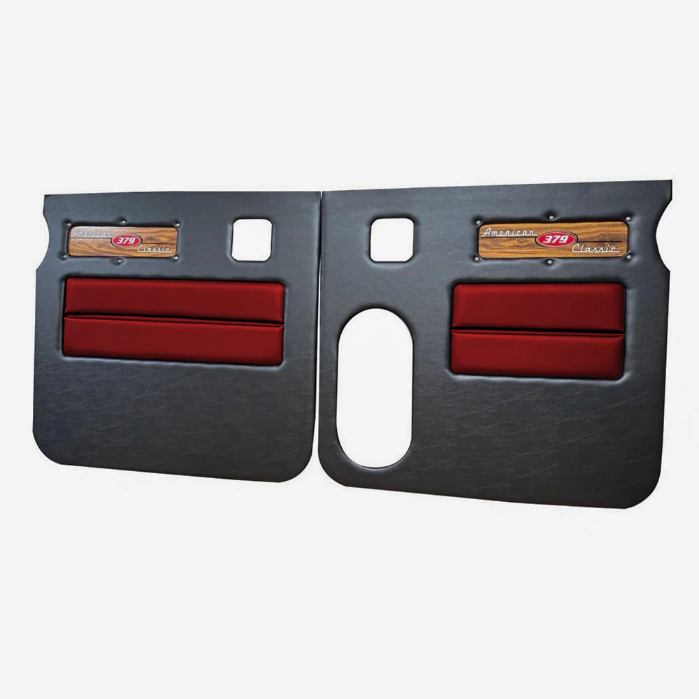 Peterbilt 379 American Classic Black Door Panel with Laminated Wood Logo - Image 24
