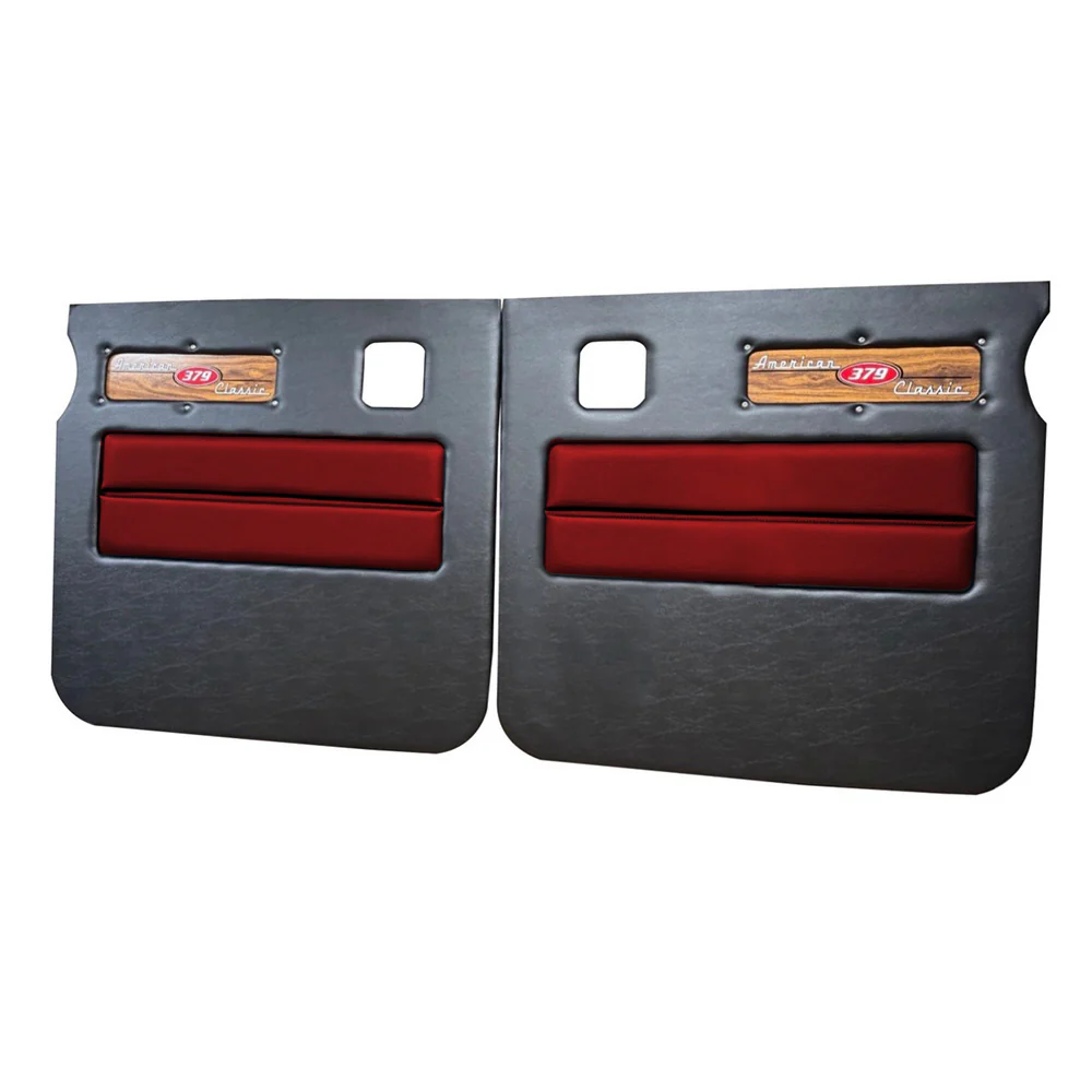 Peterbilt 379 American Classic Black Door Panel with Laminated Wood Logo - Image 25