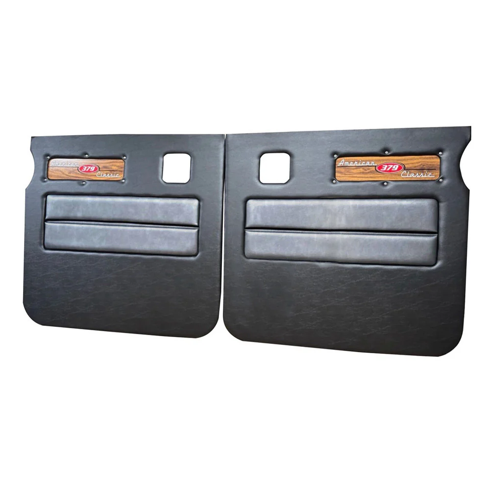 Peterbilt 379 American Classic Black Door Panel with Laminated Wood Logo - Image 27