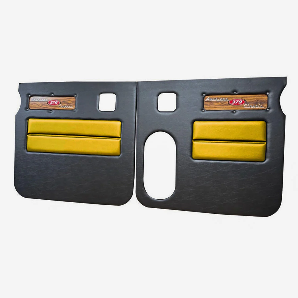 Peterbilt 379 American Classic Black Door Panel with Laminated Wood Logo - Image 28
