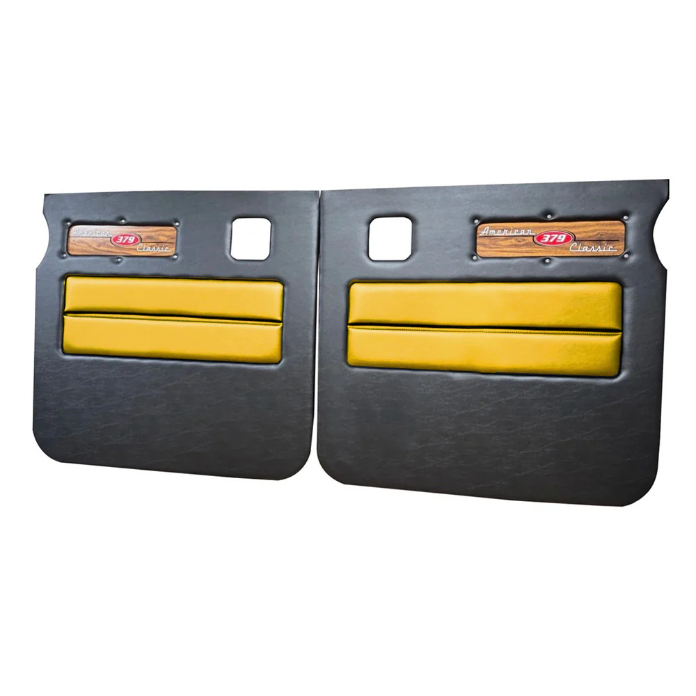 Peterbilt 379 American Classic Black Door Panel with Laminated Wood Logo - Image 29