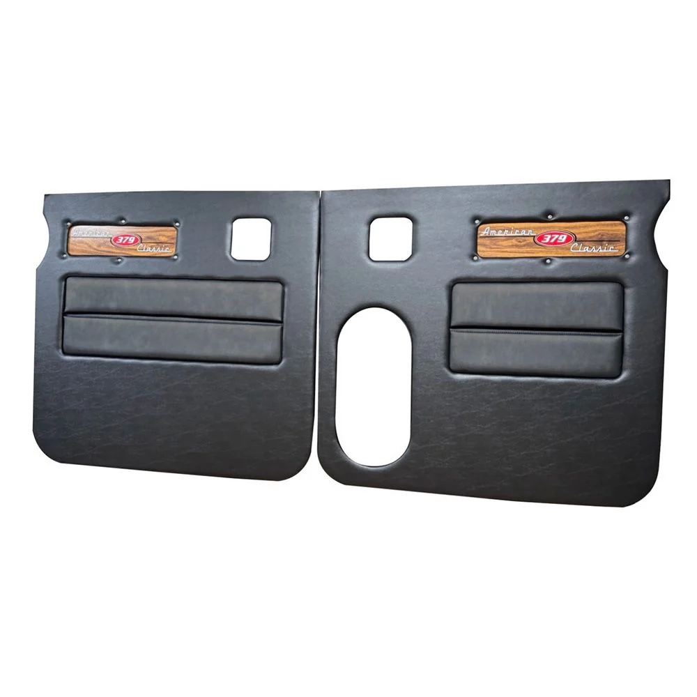 Peterbilt 379 American Classic Black Door Panel with Laminated Wood Logo - Image 3