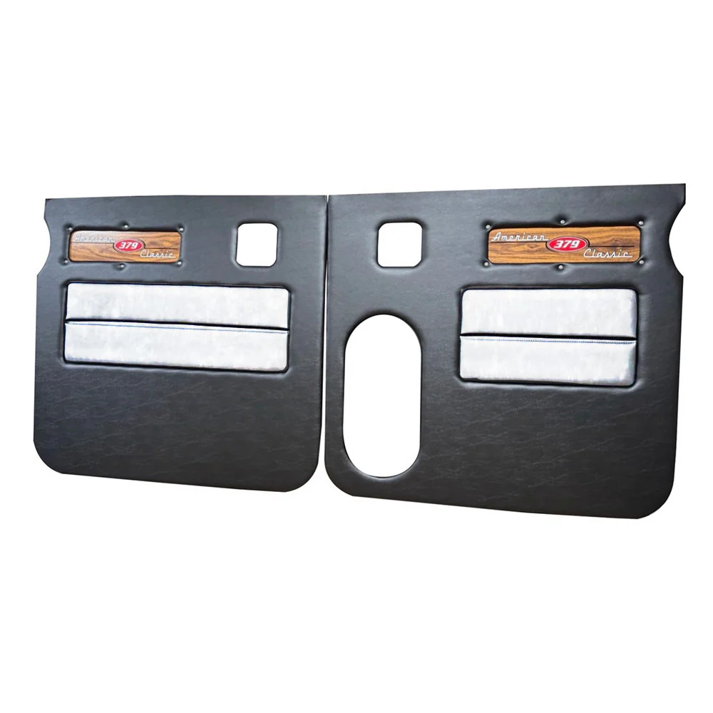 Peterbilt 379 American Classic Black Door Panel with Laminated Wood Logo - Image 30