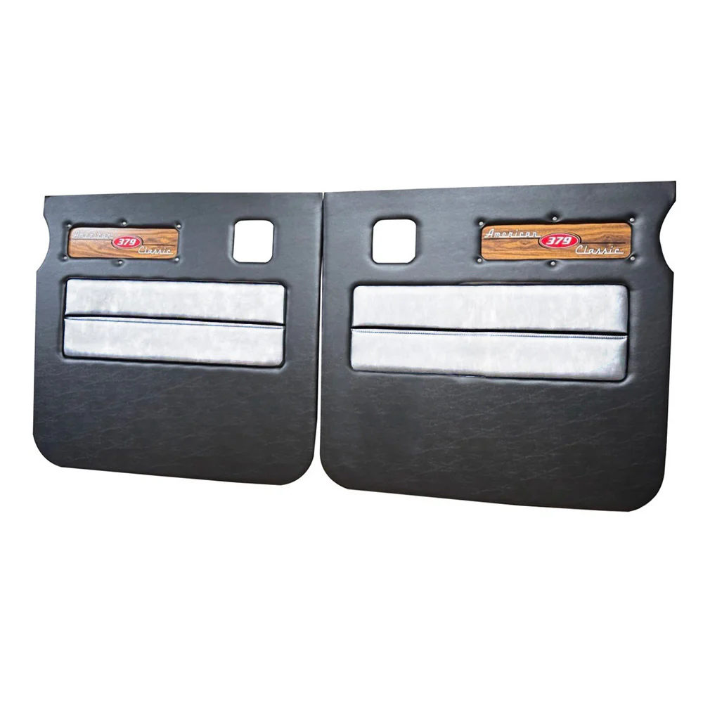 Peterbilt 379 American Classic Black Door Panel with Laminated Wood Logo - Image 31