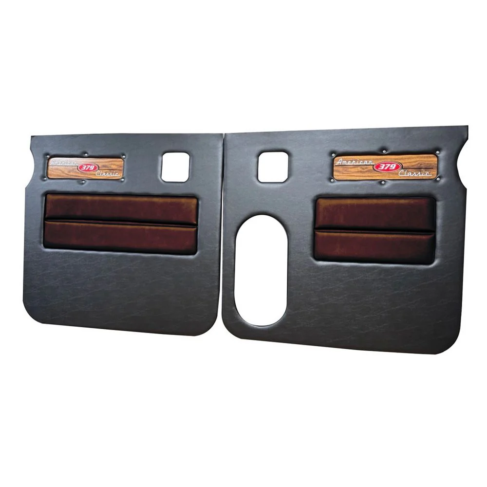 Peterbilt 379 American Classic Black Door Panel with Laminated Wood Logo - Image 4