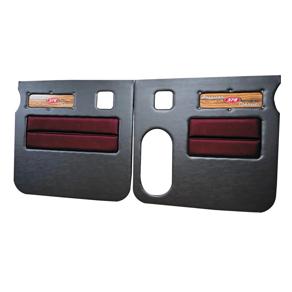 Peterbilt 379 American Classic Black Door Panel with Laminated Wood Logo - Image 6