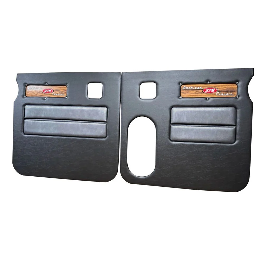 Peterbilt 379 American Classic Black Door Panel with Laminated Wood Logo - Image 7