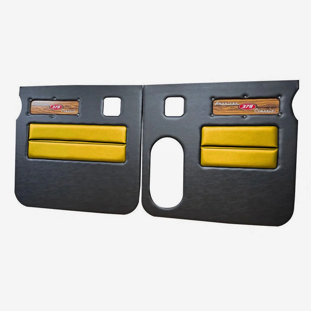 Peterbilt 379 American Classic Black Door Panel with Laminated Wood Logo - Image 9