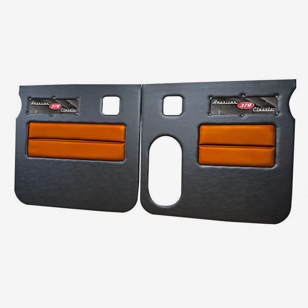 Peterbilt 379 American Classic Black Door Panel with Stainless Steel Logo - Image 41