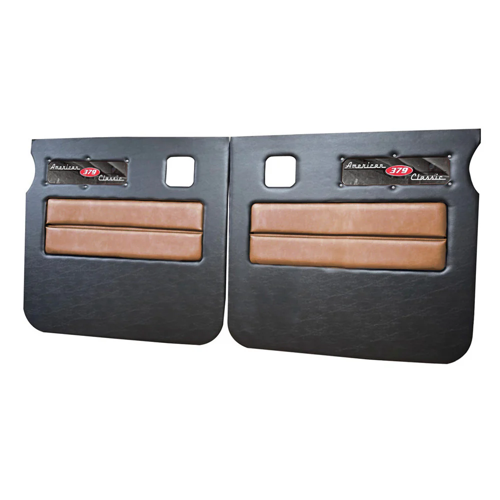 Peterbilt 379 American Classic Black Door Panel with Stainless Steel Logo - Image 5