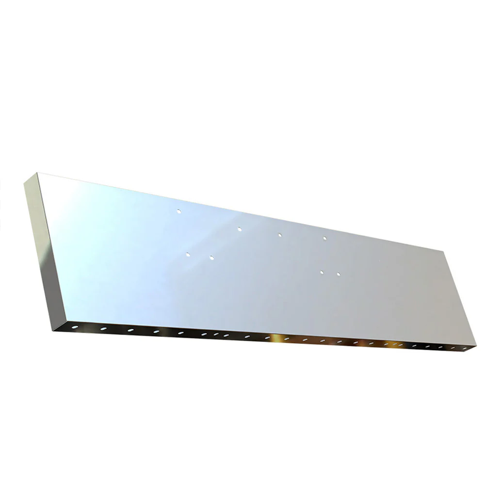 Peterbilt 379 Stainless Steel 20" Standard Mount Boxed End Bumper with 3/4" Under Glow Light Cutouts