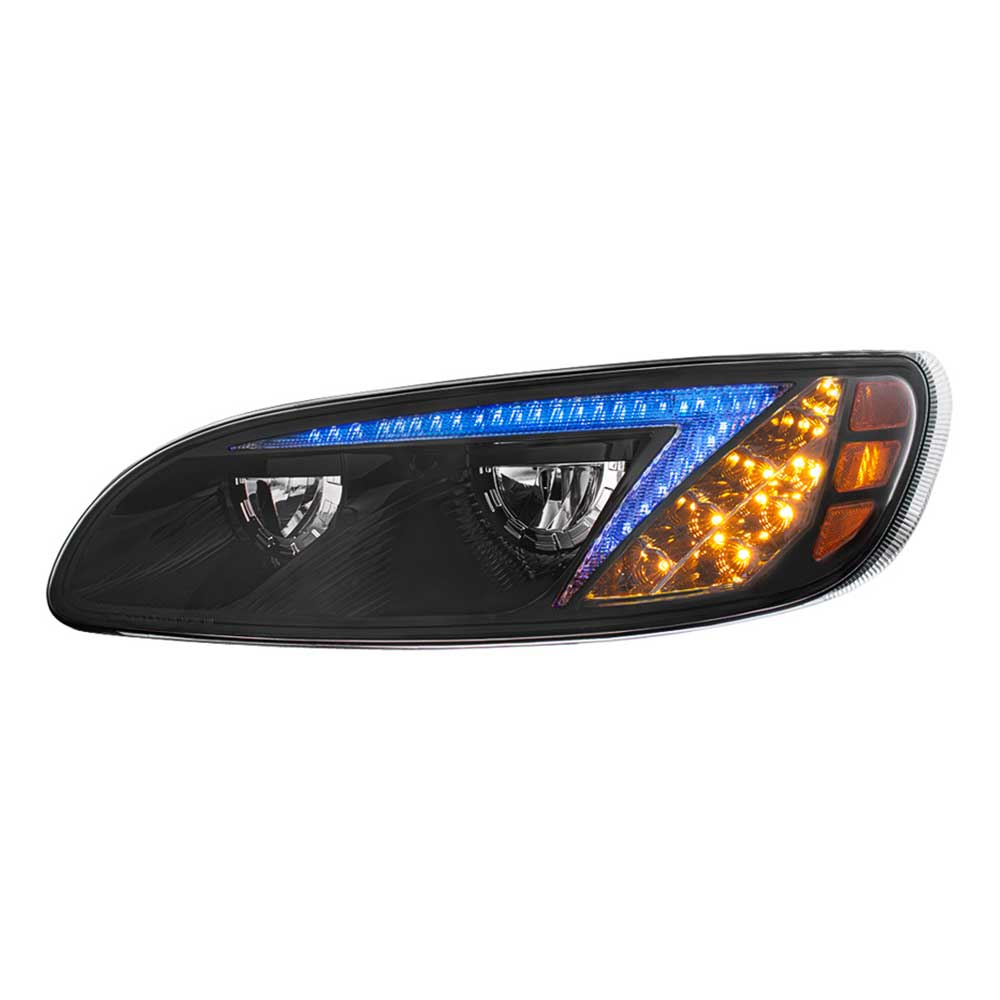 Peterbilt 382, 384, 386, 387 Black Inner Housing LED Headlight with RGB Position Light Bar - Image 16