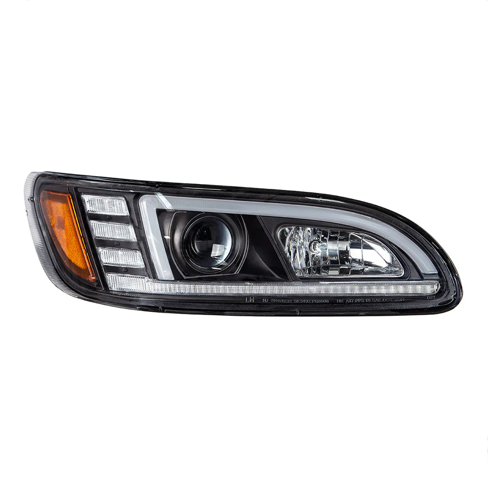 Peterbilt 382, 384, 386, 387 Black Projection Headlight with LED DRL and Sequential Turn Signal - Image 8