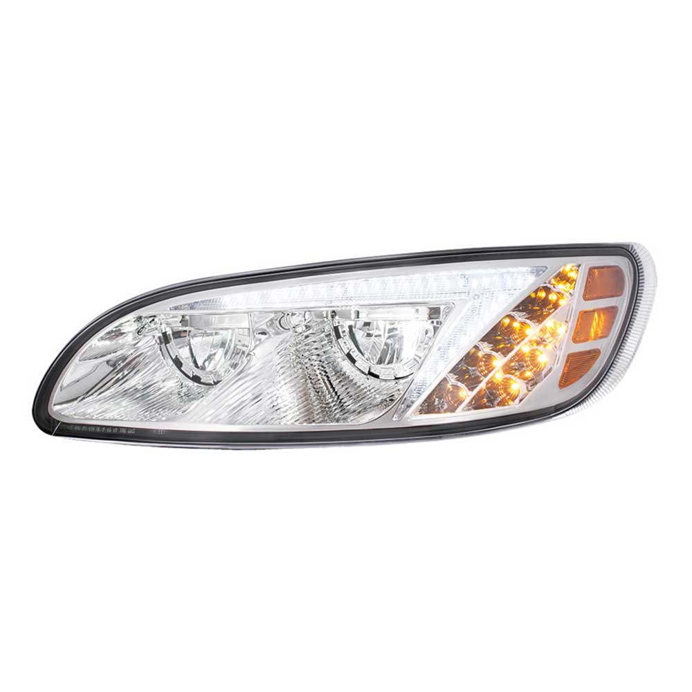 Peterbilt 382, 384, 386, 387 Chrome LED Headlight with RGB Position Light Bar - Image 8