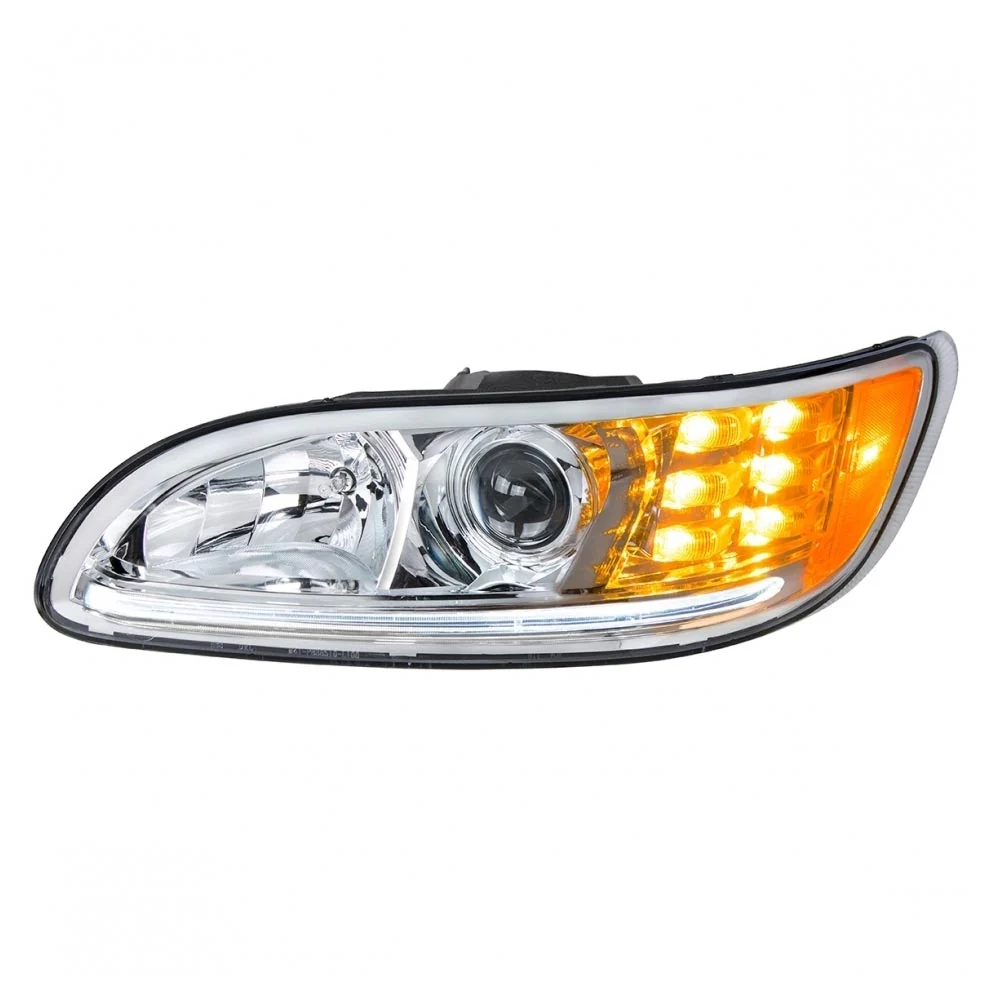 Peterbilt Chrome Projection Headlight with LED Position and Turn Signal Lights
