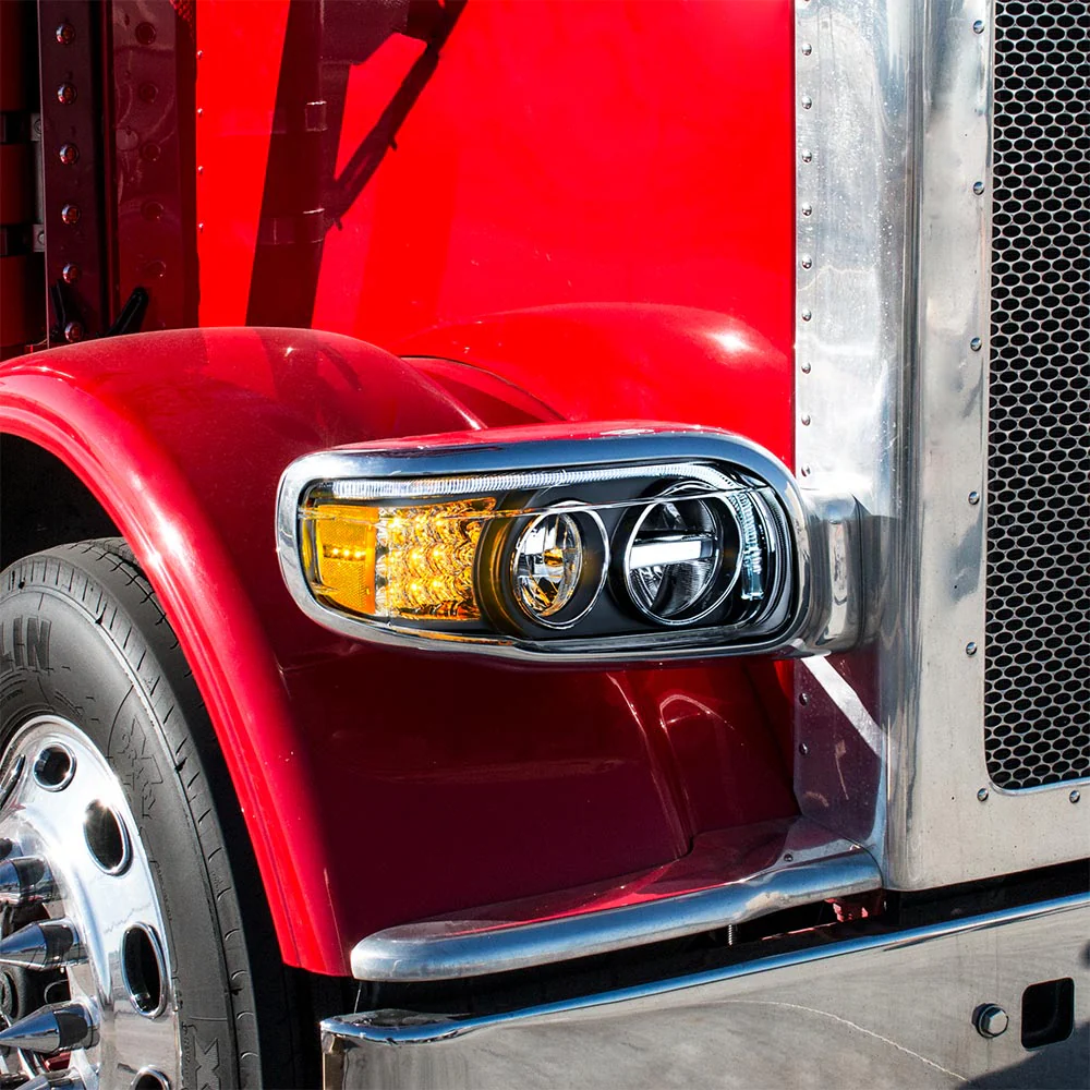 Peterbilt 388, 389, 567 Blackout LED Headlight with Turn and Position Light Bars - Image 6
