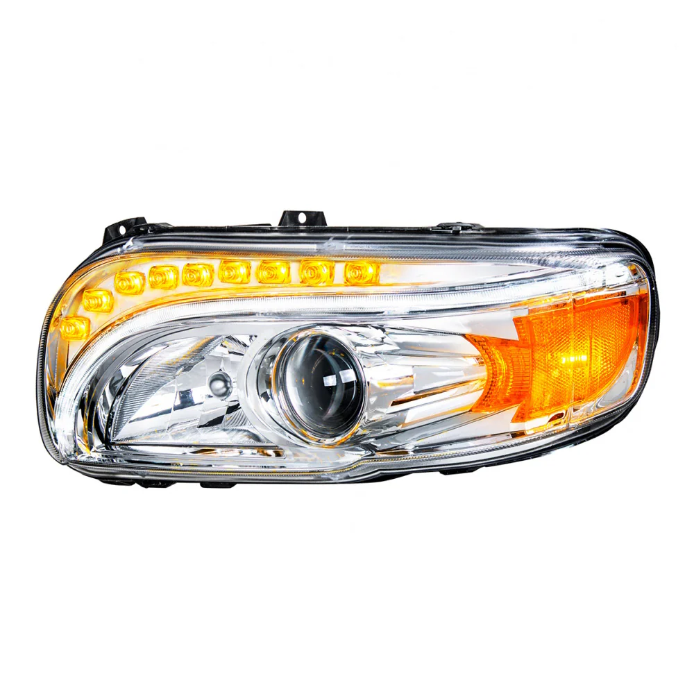 Peterbilt 388, 389 Chrome Headlight with LED Position Light and Turn Signal - Image 4