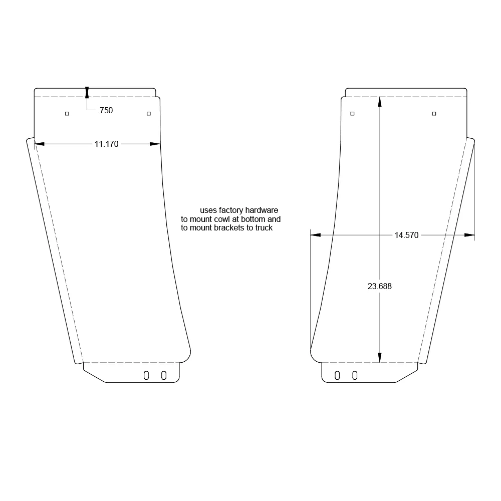 Peterbilt 389 Narrow Cowl Extensions - Image 2