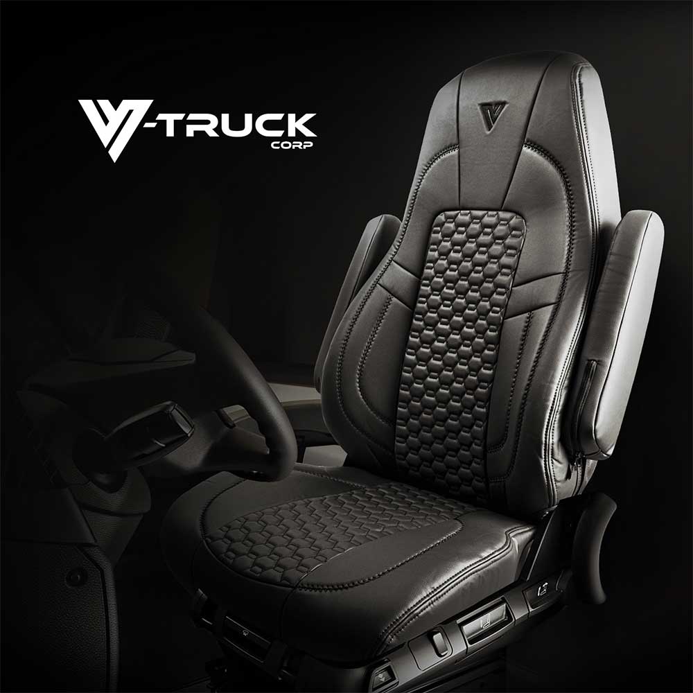 Peterbilt 567, 579 Black Faux Leather Seat Cover - Image 4