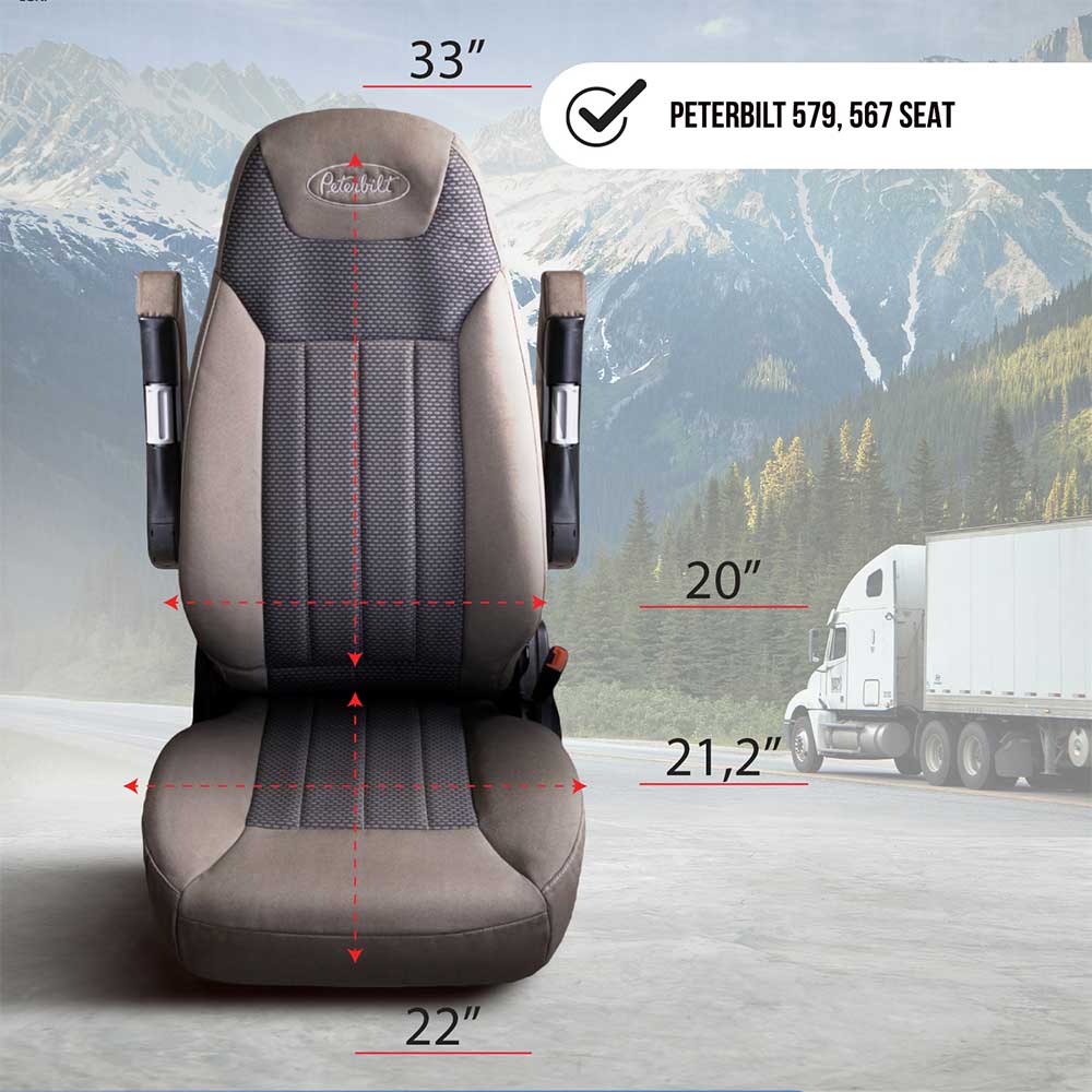 Peterbilt 567, 579 Black Faux Leather Seat Cover - Image 7