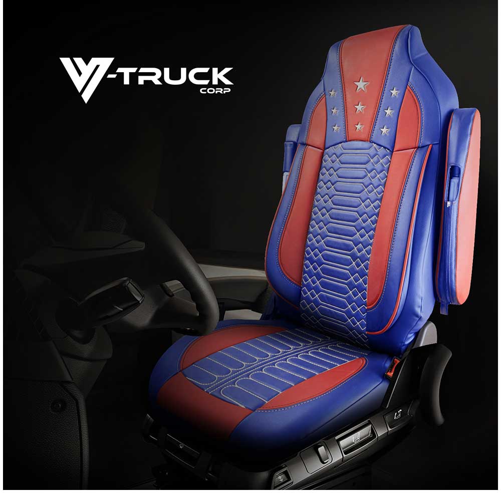 Peterbilt 567, 579 USA Flag Design Faux Leather Seat Covers - Image 2