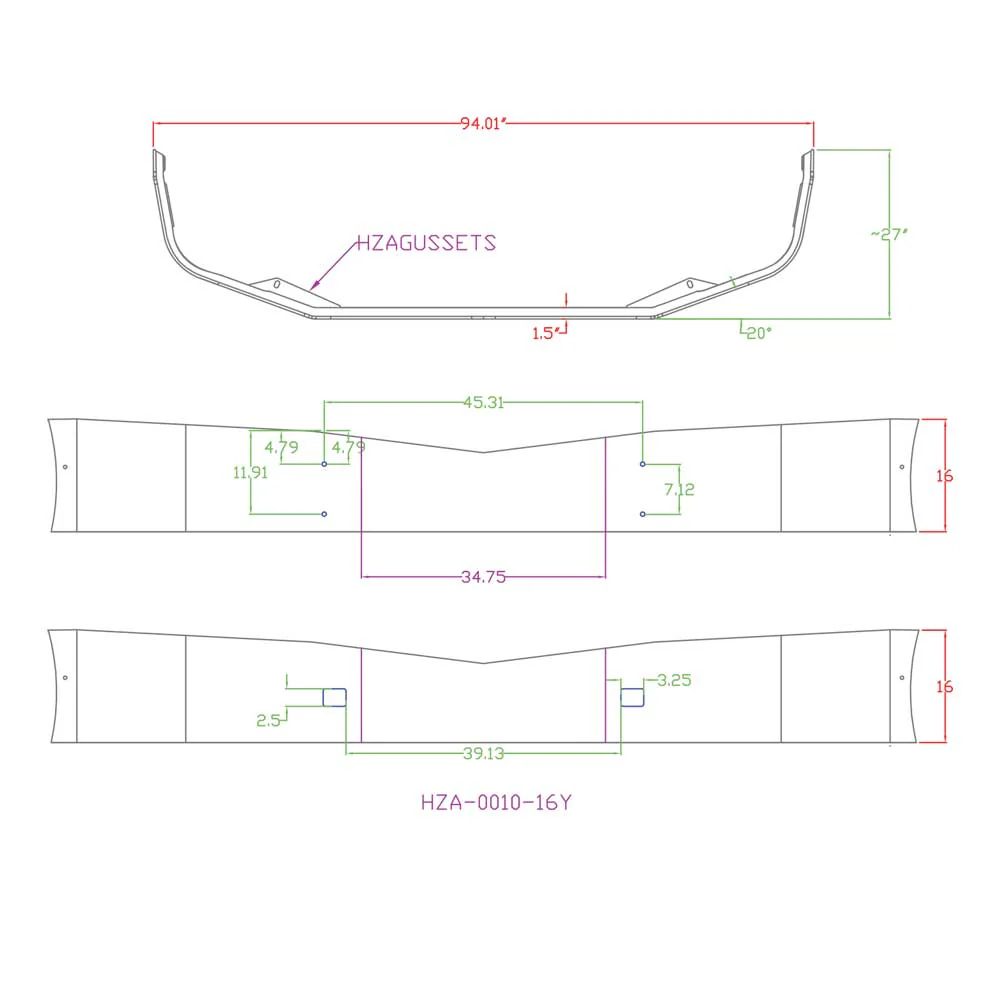 Peterbilt 579 16" Bumper with Tow Cutout - Image 4