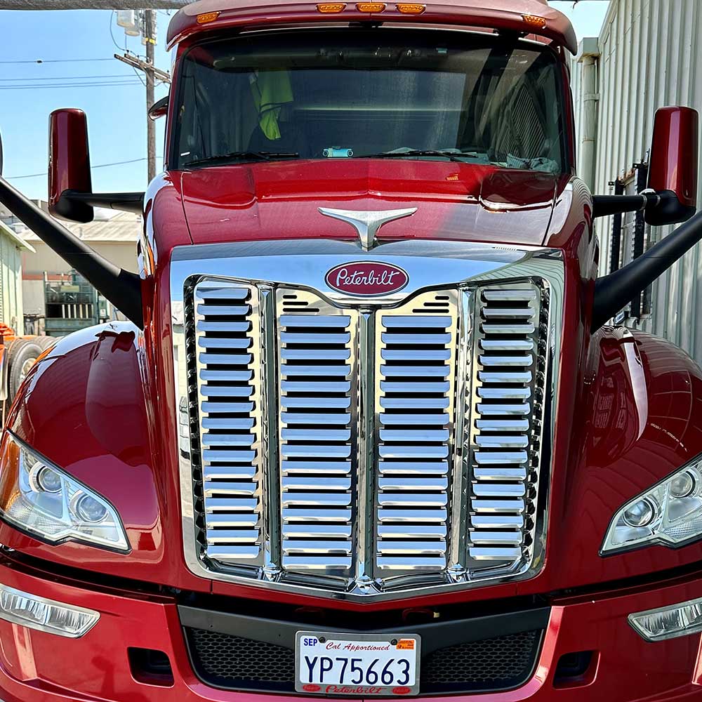 Peterbilt 579 2021-2024 Ultraloft Stainless Steel Grill Inserts with 66 Louvers