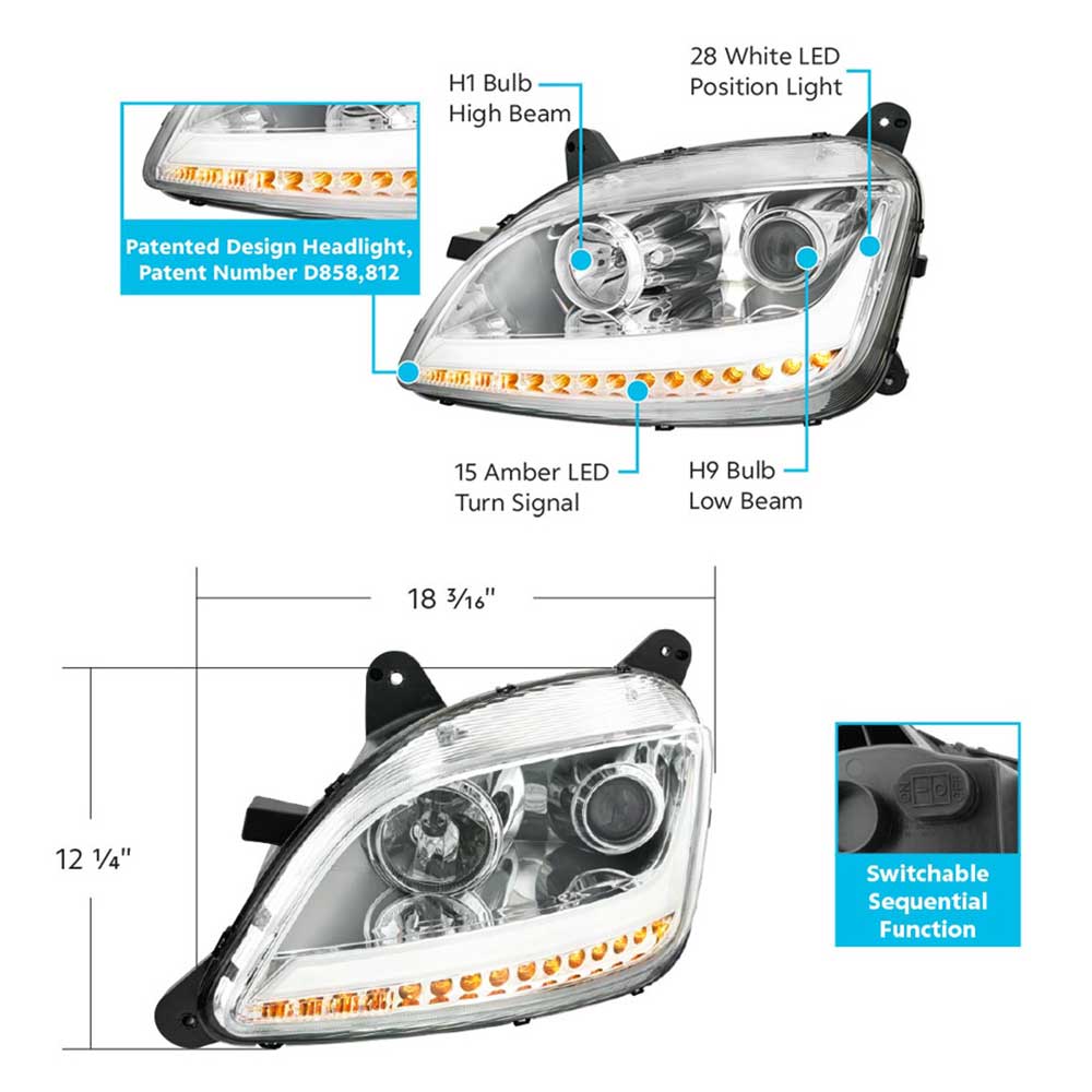 Peterbilt 579, 587 Projection with LED Position and Sequential Light - Image 8