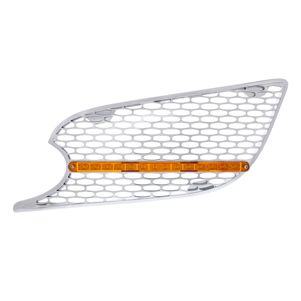 Peterbilt 579 Chrome Intake Screen with 14 Amber LED Light Bar - Image 3